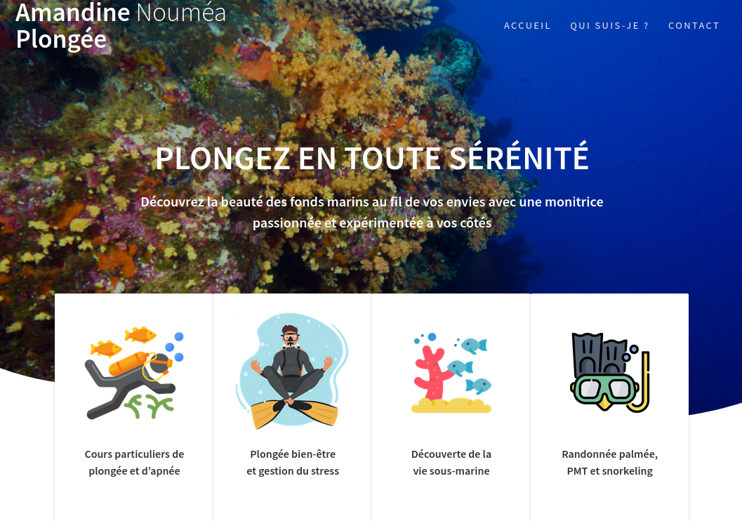 Aperçu du site Amandine Plongée — plongée sous-marine en Nouvelle-Calédonie